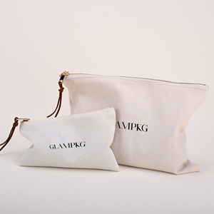 GLAMPKG Premium Off-<b>white</b> Canvas <b>Small</b> Storage <b>Bag</b> with Gold Zipper Personalized Gift Packaging Pouch for Jewelry & Accessories - Product Image 3