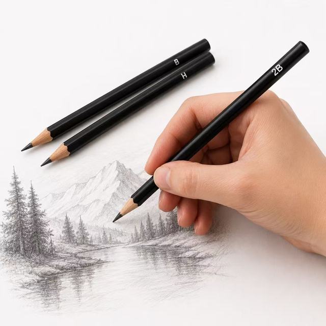 3Pcs Sketch Pencil Set 2B B H Graphite Drawing Pencils Multi Hardness Wooden Pencils for Artist Sketching Shading Drawing Art