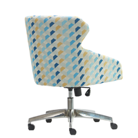 Chaise de bureau moderne et durable pour chambre d'hôtel, avec accoudoirs, revêtement en tissu géométrique, réglable, pivotante sur roulettes, chaise de bureau commerciale