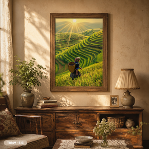 Pintura al Óleo de Arrozales de Vietnam, Arte de Pared en Lienzo Hecho a Mano, Servicio OEM ODM, Modelo TB169-B13 - Product Image 6