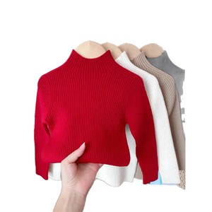 Tongxingyuan Girls Sweater Half High Neck Solid Color Cotton Knitwear Autumn Winter <b>Base</b> <b>Layer</b> Top - Product Image 5