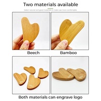 Planche de Gua Sha en bambou en forme de cœur anti-cellulite faite à la main, logo personnalisé, bois de hêtre, outil de soin du visage Gua Sha, mini Gua Sha en bois