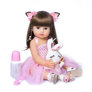 Lifelike Reborn Baby Dolls 22Inch full body silicone Newborn Baby Dolls with rabbit Toy Set for girls