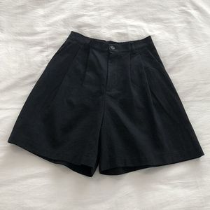 Japanese Retro Style Cotton Linen Shorts Women High Waisted Wide Leg Casual A <b>Line</b> Cropped <b>Pants</b> Khaki - Product Image 2