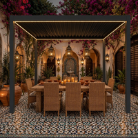 Pergola moderne de luxe en aluminium thermolaqué pour extérieur, toit électrique réglable, à rupture de pont thermique, écologique, pour piscine estivale