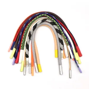 For Garment with Custom Polyester Cotton Jacquard Reflective Laces Flat Round Draw Cords Hoodie String Rope Drawcords Drawstring