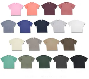Erkek boş kısa kollu tshirt giysi erkekler 230GS için özel beyaz yıkanmış t-shirt toptan 2024 yaz bahar