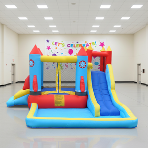 <span class=keywords><strong>Castillo</strong></span> Inflable de Tela Oxford con Tobogán de Agua, Casa de Brinco, Trampolín - Product Image 1