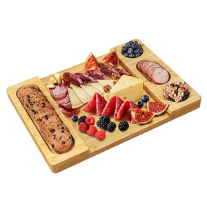 Planche à fromage en bambou avec compartiments pour servir fromage, viande, fruits, plateau de service, planche à découper pour apéritifs - Product Image 1