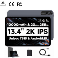 Tablette PC OEM en gros, écran 13,4 pouces, système Android 15, stockage 20 Go + 256 Go, batterie 10000 mAh, processeur Octa Core, personnalisable
