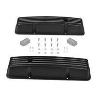 Couvre-culbuteurs hauts en aluminium moulé noir à ailettes pour Chevy SBC 1958-86, fixation par boulons périphériques, pour moteurs 283 305 327 350 400, avec trou de reniflard de 1-1/4 pouce