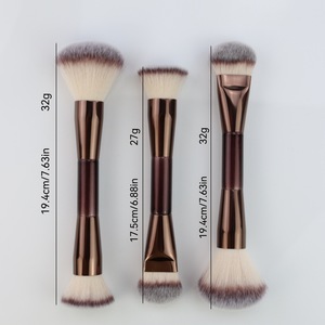Ensemble de pinceaux de maquillage à double extrémité, face plate, vegan, synthétique doux, pour fond de teint liquide, anticernes, blush, poudre, pinceau cosmétique - Product Image 2