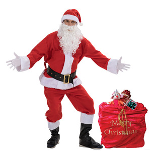 Bolsa de Regalo Navideña de Terciopelo Rojo con Bordado Dorado y Cierre de Cordón, Diseño de Santa Claus - Product Image 3