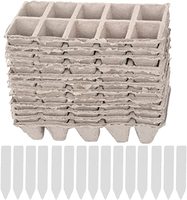 Lot de 12 plateaux de germination des semis plants biologiques et tasse de démarrage de graines d'herbes Pots de tourbe biodégradables avec étiquettes de plantes