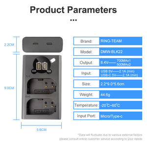 Écran LCD intelligent Batterie DMW-BLK22 à 2 canaux Double <span class=keywords><strong>chargeur</strong></span> rapide pour caméras DC-S5 <span class=keywords><strong>LUMIX</strong></span> DC-S5 S5K - Product Image 5