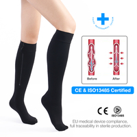 Chaussettes de compression professionnelles pour femmes, hauteur genou, bout fermé, avec fermeture éclair durable, 15-20 mmHg, pour prévenir les varices