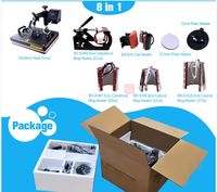 Venta caliente 8 1 Combo Máquina de prensa de calor digital Sublimación multifunción para sombreros de taza-para uso semiautomático de 110V/220V