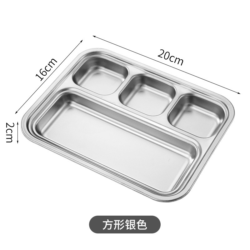 [304 Silver] Square Four-Compartment Grilling Plate