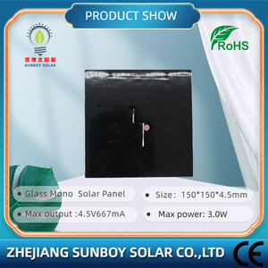 لوح شمسي أحادي البلورة من SUNBOY <span class=keywords><strong>SOLAR</strong></span> مقاس 150*150 مم، كفاءة 20%، 3.0 واط، 4.5 فولت، لشحن البطاريات، معتمد CE وROHS، 9 خلايا - Product Image 4