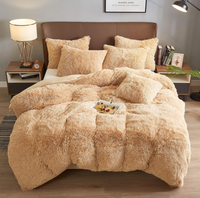 Housse de couette d'hiver rayée de couleur unie Housse de lit en peluche Drap-housse double face en polaire épaisse Housse de couette
