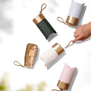 Parapluie de poche compact ultra-léger doré anti-UV personnalisé, manuel, avec poignée en caoutchouc, idéal comme cadeau d'affaires 6 - Product Image 1