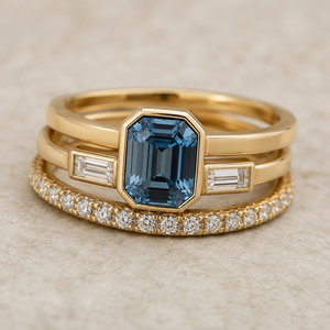 Elegante Juego de Tres Anillos Apilables para Mujer, Estilo Lujoso de Reina, Joyería de Moda - Product Image 5