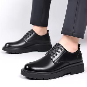 Chaussures habillées d'été pour hommes en cuir noir, style Oxford, à bout rond, à lacets, respirantes, pour le bureau et la carrière - Product Image 4