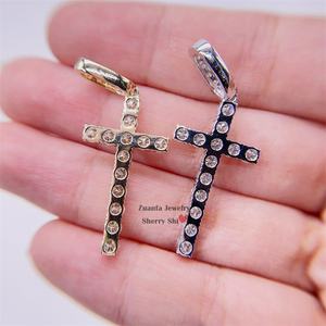 Siap kirim Gra bersertifikat <span class=keywords><strong>10k</strong></span> emas padat kuning emas putih emas Moissanite liontin silang 3mm - Product Image 3