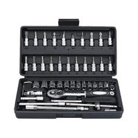 Jeu de douilles métriques 46 pièces 1/4 pouce avec cliquet, outils d'assemblage OEM DIY avec poignée en plastique et acier pour réparation automobile et domestique