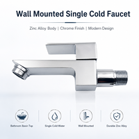 Robinet de lavabo mural à eau froide en alliage de zinc, finition chromée, pour salle de bain