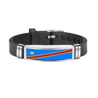Bracelet en silicone drapeau espagnol en acier inoxydable, ajustable, pour événements commémoratifs, patriotiques et sportifs