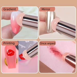 Outil portable multifonctionnel pour nail art : pinceau en silicone pour dégradé et estompage, conception plate pour acrylique, tampon de couverture pour poudre de gaufrage et estampage - Product Image 4