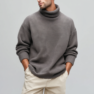 <span class=keywords><strong>Pull</strong></span> à <span class=keywords><strong>col</strong></span> <span class=keywords><strong>roulé</strong></span> décontracté surdimensionné pour <span class=keywords><strong>homme</strong></span>, coupe ample, confortable et tendance, tricot anti-froissement et respirant pour l'hiver - Product Image 3