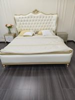 Style européen américain 1.8m lit double Queen en bois massif en cuir Art moderne simple lit de princesse pour chambre principale lumière d'hôtel