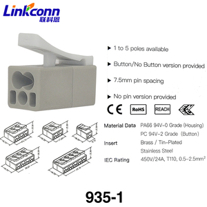 ขั้วต่อสายไฟฟ้า PCB Push-in 1ขา CUL 935-1P ติดตั้งง่ายพลังงานเชื่อมต่อโดยไม่ต้องเชื่อมปลาย - Product Image 4