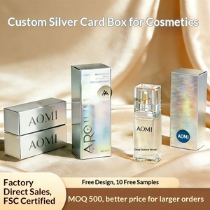Custom <b>Silver</b> Card Cosmetic Packaging <b>Boxes</b> with Hot Stamping and Laser Finish - Product Image 3