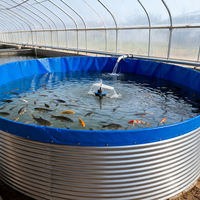 Équipement d'aquaculture Ras System, réservoirs à poissons en fer galvanisé et toile écologiques de 4 m de diamètre pour l'élevage de tilapias du Nil en extérieur