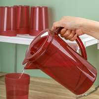 Bouilloire à jus de thé glacé en plastique brun de 1,8 L avec couvercles Pichet à eau froide et 400ml * 4 tasses de verres d'été