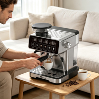 Anbo Professionelle 20 Bar Heim-Espressomaschine mit Kaffeebohnenmühle, Cappuccino-Espresso-Kaffeemaschine, Werksanpassung möglich