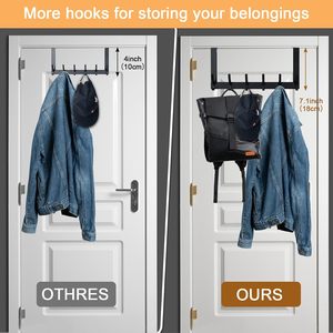 No Drilled <b>Over</b> <b>Door</b> Coat Hanger <b>Over</b> <b>the</b> <b>Door</b> Towel Rack with 6 <b>Hooks</b> for Hanging Coats - Product Image 5