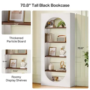 Tủ sách hiện đại của 2 Phong Cách Mở Kệ hiển thị Giải pháp lưu trữ với thiết kế cong cho văn phòng nhà để tổ chức sách - Product Image 4