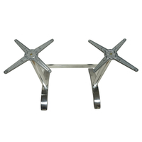 Pied de table en aluminium à double colonne, revêtement poudré gris, 720x600mm, avec barre transversale en I, pour table de café, restaurant, salle à manger