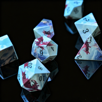 Ensemble de dés DND personnalisé avec impression intégrale, 7 dés, dragon rouge populaire, Cthulhu, pour Dragon et Donjons