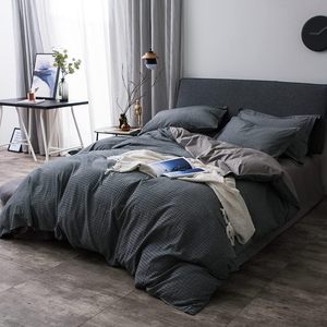 Hot Bán 100% Sợi Nhỏ Seersucker Sọc Kết Cấu Mềm Tùy Chỉnh 3Pcs Duvet Cover Đặt Khăn Trải Giường Tấm Chăn Bộ Đồ Giường Bộ - Product Image 2