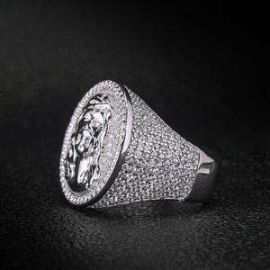 Sparkling Street Rappers Christmas Jewelry Gift White Gold 925 <b>Silver</b> Micro Moissanite Iced Out Hexagon Snowflake <b>Ring</b> for <b>Men</b> - Product Image 6