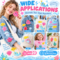 Patch brodé thermocollant ou à coudre, thème marin, motifs poissons, dauphins, étoiles de mer, style Kawaii, vente en gros