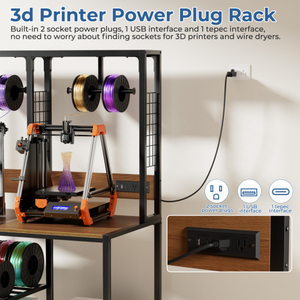Banc de travail pour imprimante 3D industrielle avec étagère de rangement et support pour filaments, 1200x900x400mm, structure métallique - Product Image 6