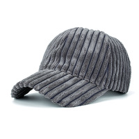 Mode hommes blanc 6 panneau chapeaux hiver velours côtelé personnalisé casquette de baseball chapeau