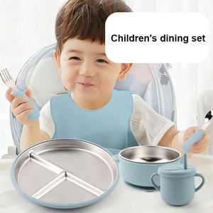 Bol d'apprentissage pour bébé en silicone et acier inoxydable, avec ventouse puissante, sans BPA, pour l'éveil alimentaire, facile à nettoyer, pour enfants - Product Image 5