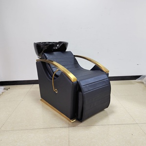 Station de lavage de luxe moderne pour coiffure avec cuvette en céramique et fauteuil de shampoing, pour salon de coiffure et barbier, inclinable pour la coupe de cheveux - Product Image 2